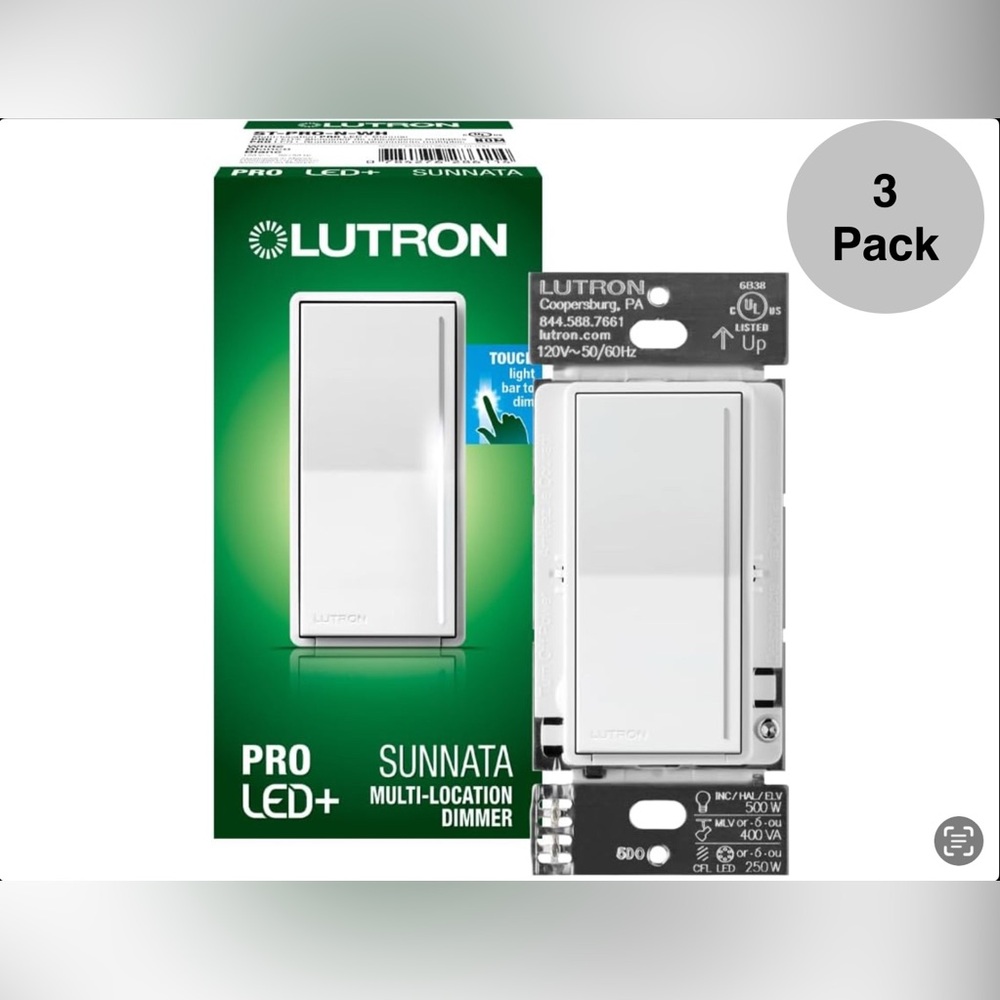 Lutron Sunnata Touch Dimmer Switch with Wallplate with LED+ Advanced Technology,